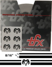 Large Dodge Truck Stripe Kit w/ 8/16" X150' roll - 6 RamHead logos avail in many colors