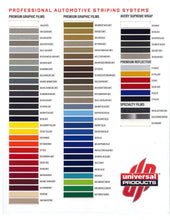Universal Products Automotive Pinstripe Color Chart