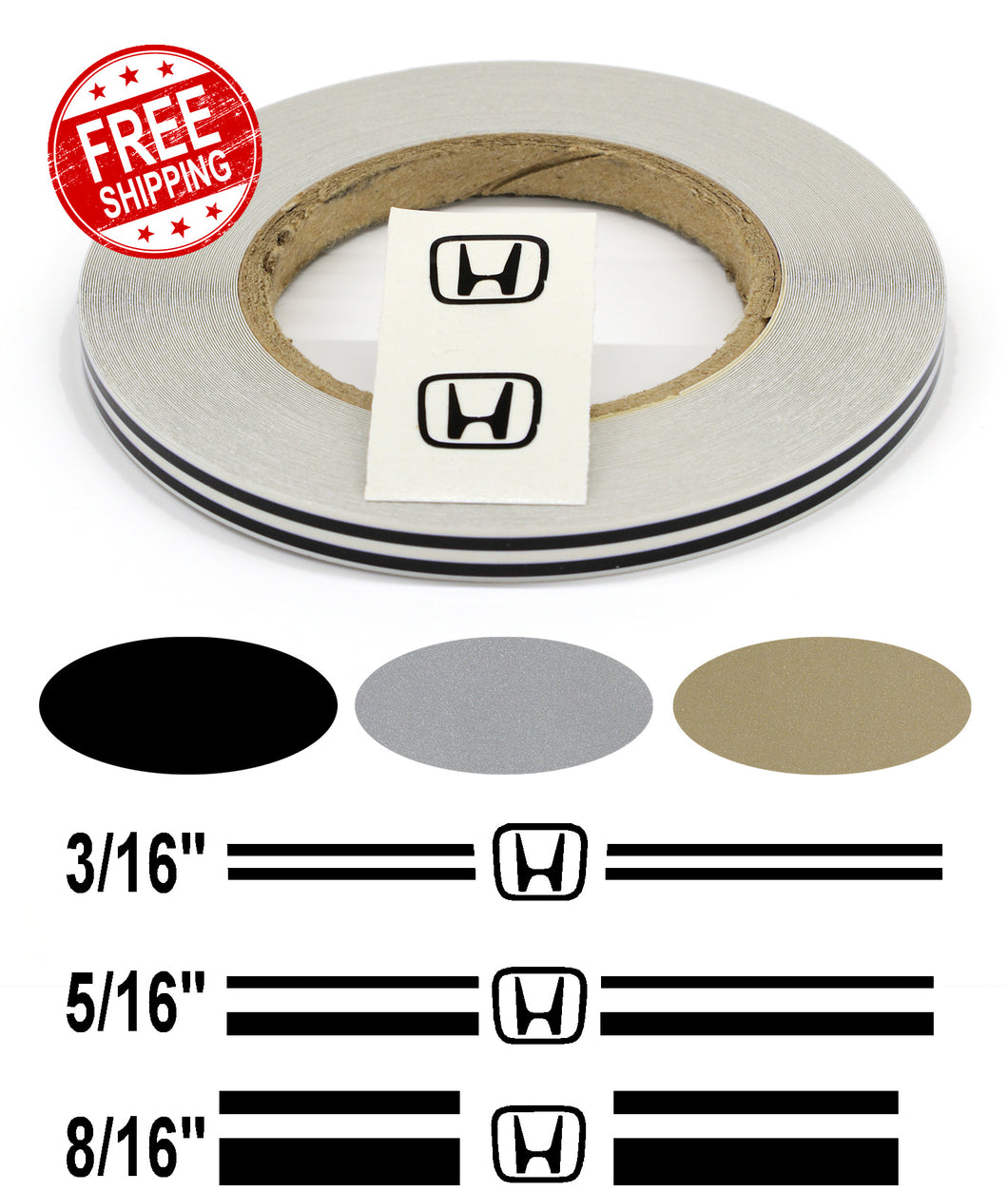 Stripe Kits for Honda avail in 3 colors and 3 stripe configurations